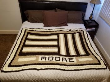 I made this for my Mom, to keep her warm when she was in the hospital for several days.  I put our last name on it, so it wouldn't walk away!